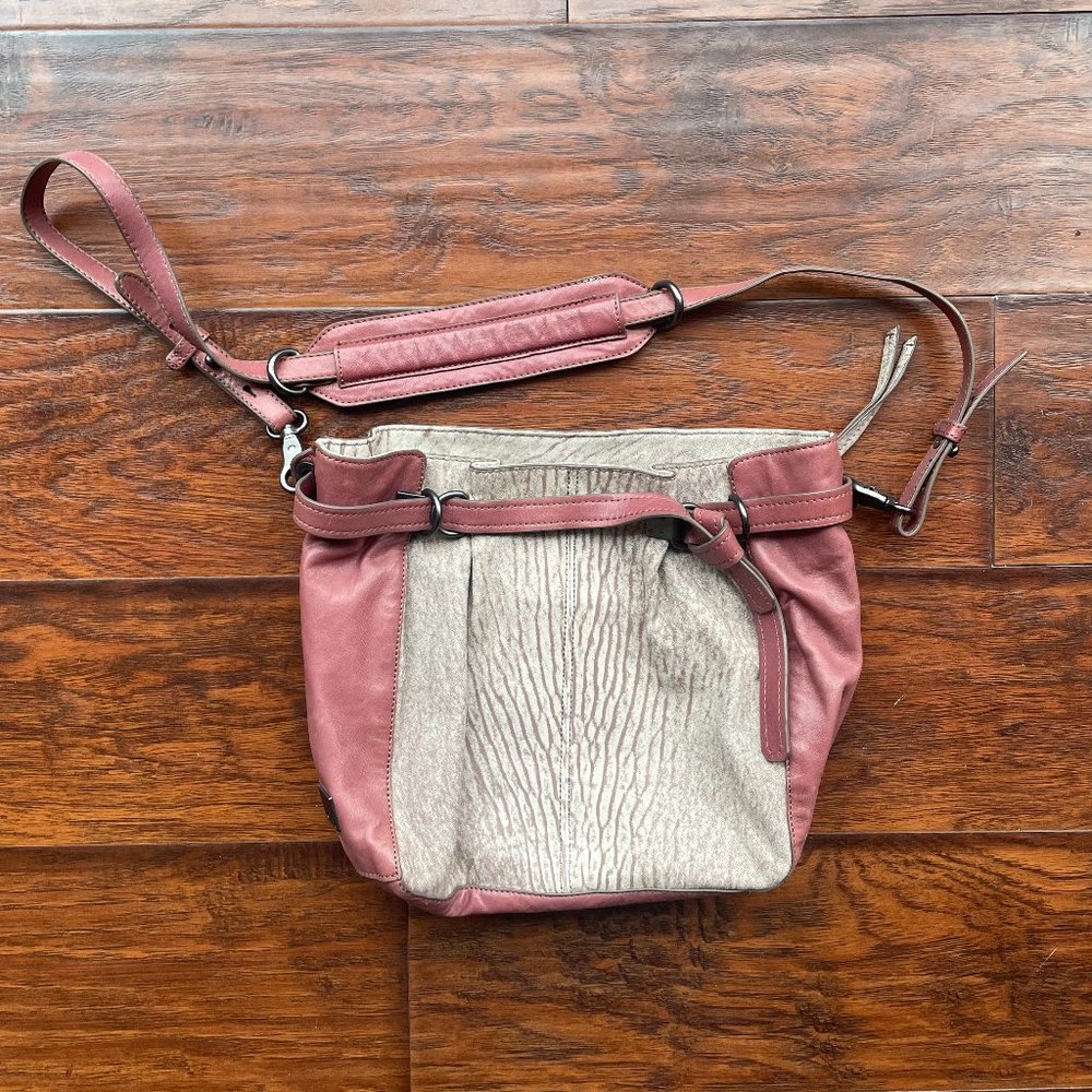 Kooba pink and cream textured handbag